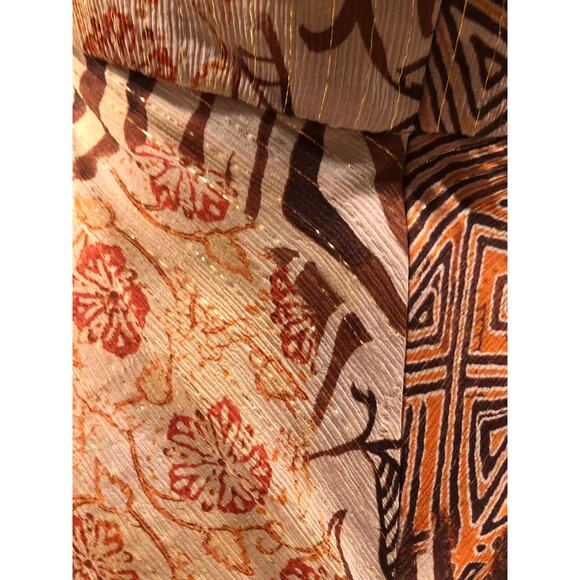 Cache Earthtone Silk Metallic Lined Halter Top Built In Bra Lined Hankey Hem$128 - Picture 4 of 5